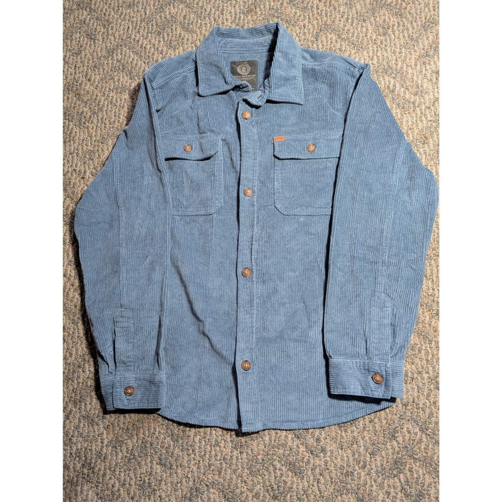 Buffalo David Bitton Blue Corduroy Button Down Shirt Mens Large Long Sleeve L